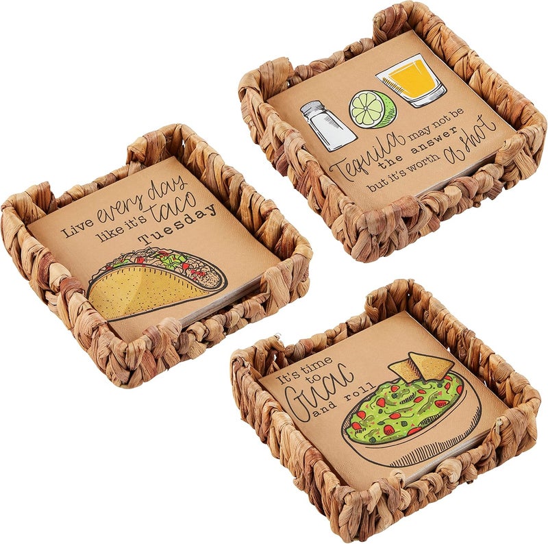 mud pie مجموعة مناديل ورقية وحامل من ماد باي فييستا غواكامولي 6 × 6 - Image 3