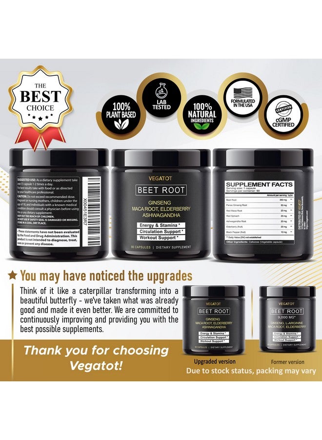 VEGATOT Beet Root *USA Made and Tested* Concentrated with Ginseng Maca Root Ashwagandha - Energy Stamina Immune Support (90 Count (Pack of 1)) - Image 5