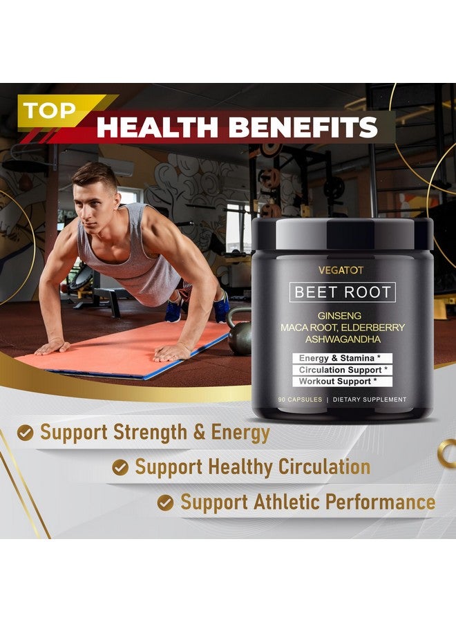 VEGATOT Beet Root *USA Made and Tested* Concentrated with Ginseng Maca Root Ashwagandha - Energy Stamina Immune Support (90 Count (Pack of 1)) - Image 3