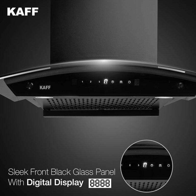 Kaff KAFF KSeries KEC 60A Filterless AutoClean Kitchen Chimney 60 CM Curved Glass1450 m3hr Suction Touch Motion Sensor 2 Years Comprehensive Warranty and Lifetime on Motor Black  - Image 4