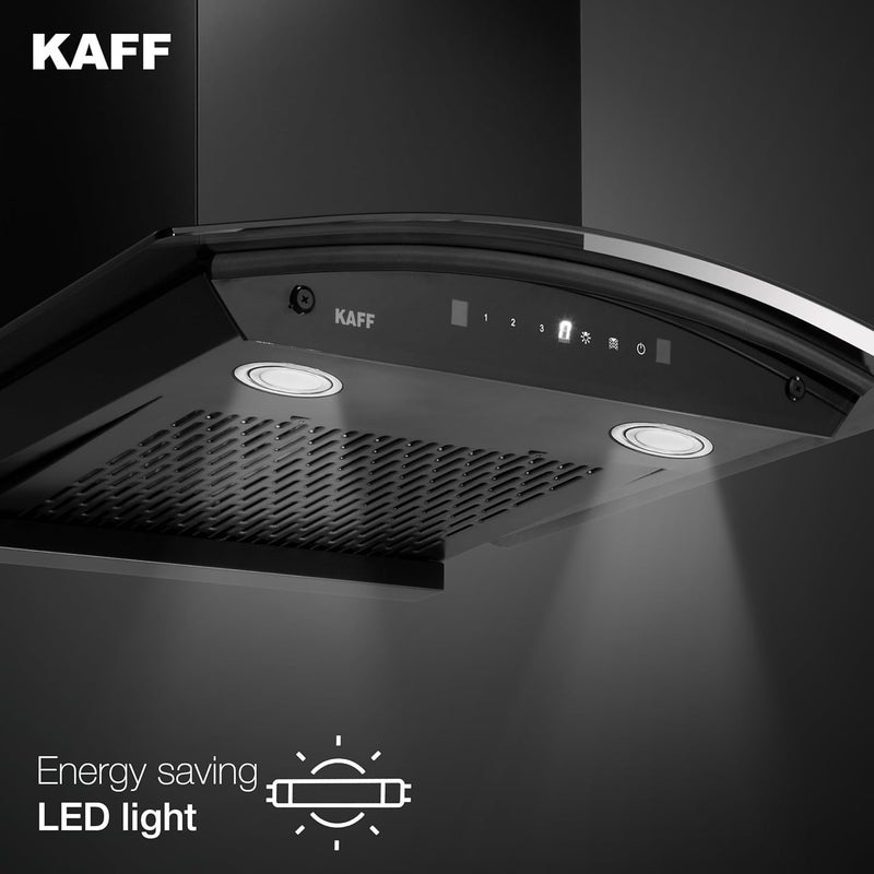 Kaff KAFF KSeries KEC 60A Filterless AutoClean Kitchen Chimney 60 CM Curved Glass1450 m3hr Suction Touch Motion Sensor 2 Years Comprehensive Warranty and Lifetime on Motor Black  - Image 5