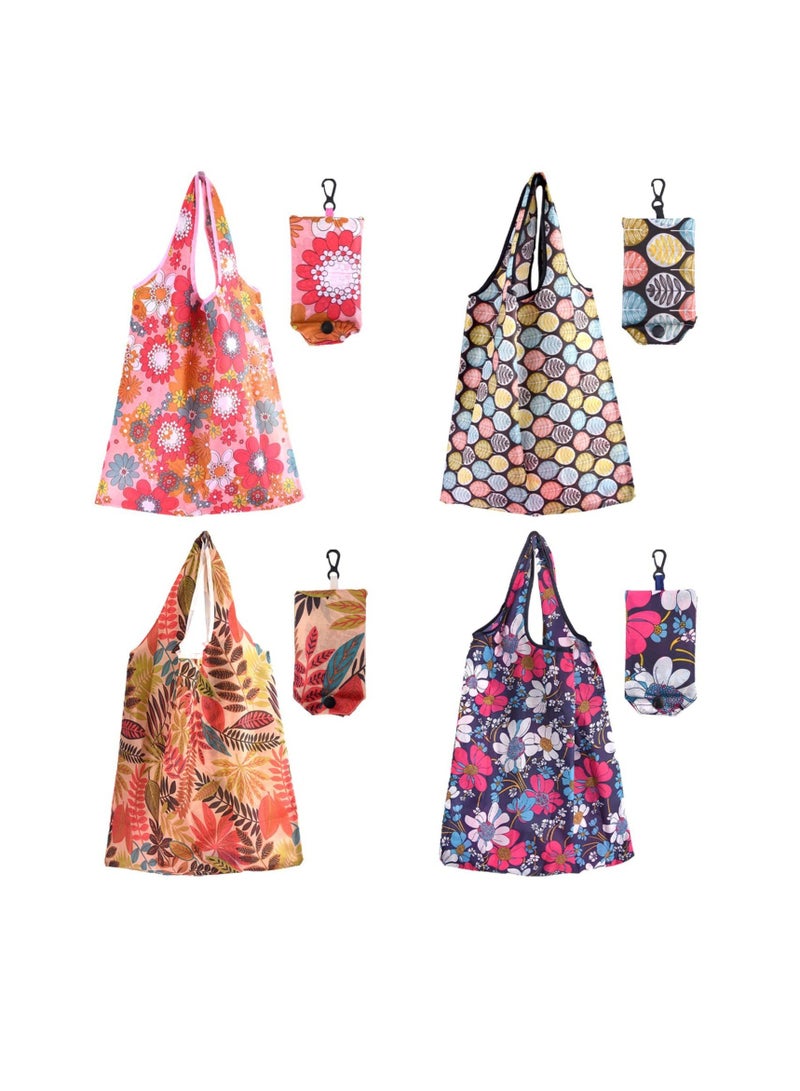 Extra Large Waterproof Reusable Grocery Bags Set of 4 with Handles Foldable Portable Totes for Shopping Travel and Picnics - Image 1