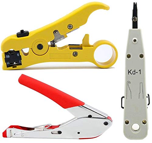 Inditrust Universal Adjustable Coaxial Cable Wire Jacket Stripper Cutter Plier Scissor  Waterproof Connectors Compression Tool  Krone Kd1 Impact Punch Down Tool for Flat Round Cat5 Cat6 UTP STP RG59 RG6 RG7 RG11 Networking TV Telephone Cable BNC RCA RG594C RG65C Manual Crimper  - Image 1