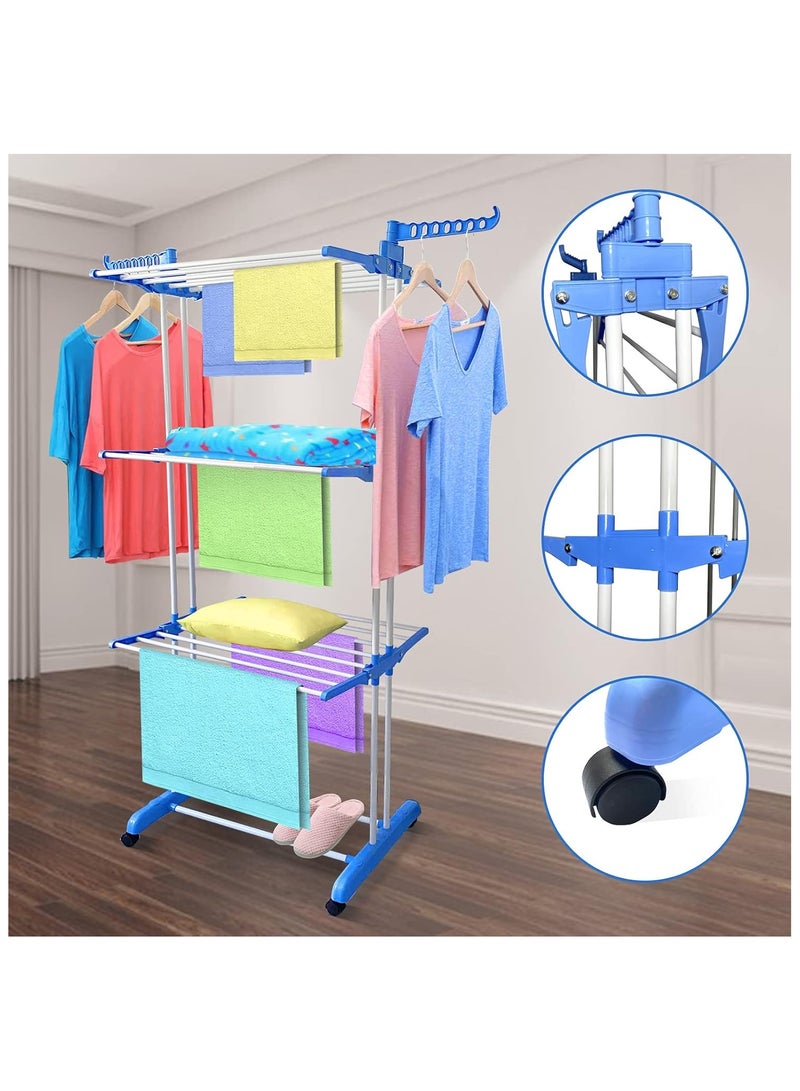 Shopy-Basket 3-Layer Clothes Drying Rack – Stainless Steel, Adjustable Freestanding Foldable & Multi-Purpose for Indoor/Outdoor Use - Image 5