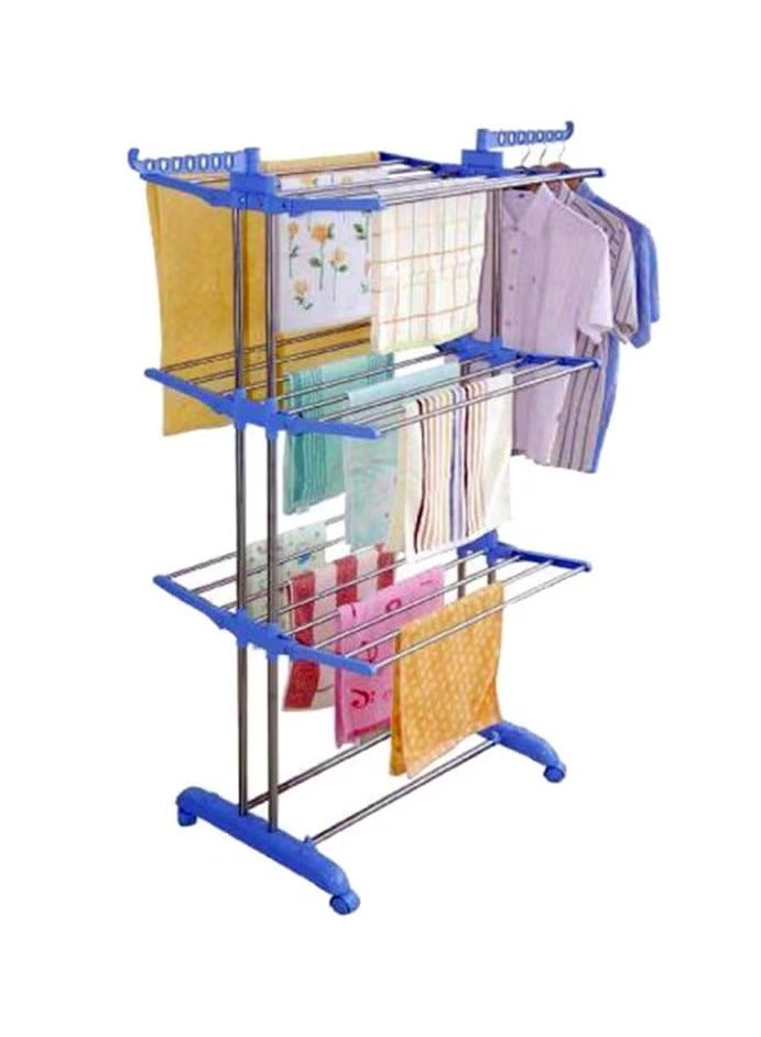 Shopy-Basket 3-Layer Clothes Drying Rack – Stainless Steel, Adjustable Freestanding Foldable & Multi-Purpose for Indoor/Outdoor Use - Image 2
