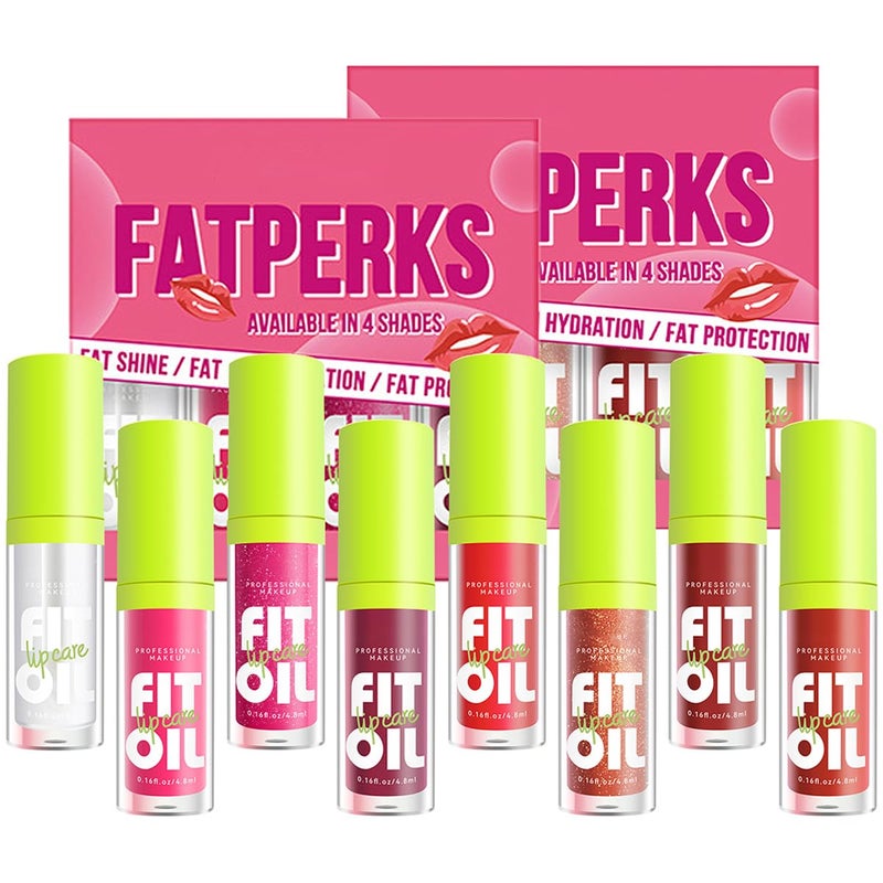 FYEBOO Hydrating Lip Oil Big Brush Head Lip Glaze Shiny Transparent Lip Glow Oil Nourishing Nonsticky Long Lasting Fresh Clear Smooth Lip Care Plumping Lip Oil Set AB