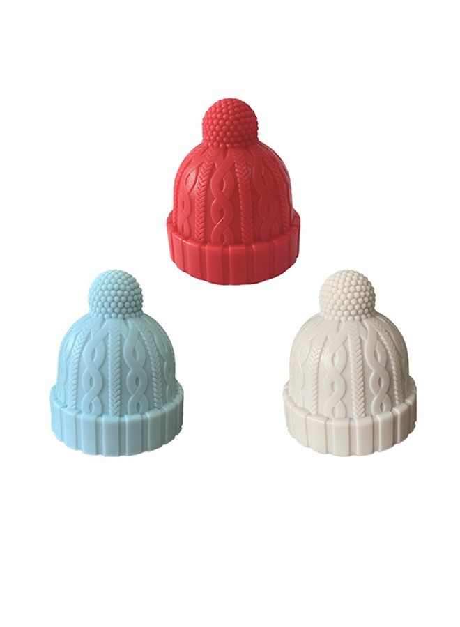 3Pcs Lovely Knit Hat Shaped Wine Stopper Reusable Hat Shaped Wine Stopper Fun Wine Bottle Decoration Silicone Wine Stopper - Image 1