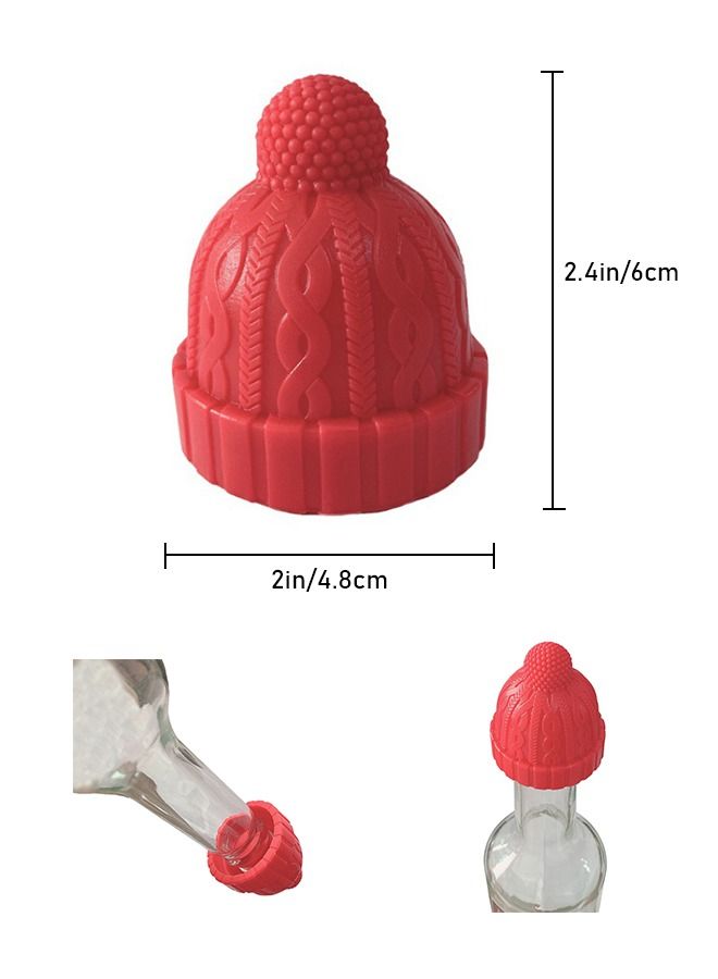 3Pcs Lovely Knit Hat Shaped Wine Stopper Reusable Hat Shaped Wine Stopper Fun Wine Bottle Decoration Silicone Wine Stopper - Image 2
