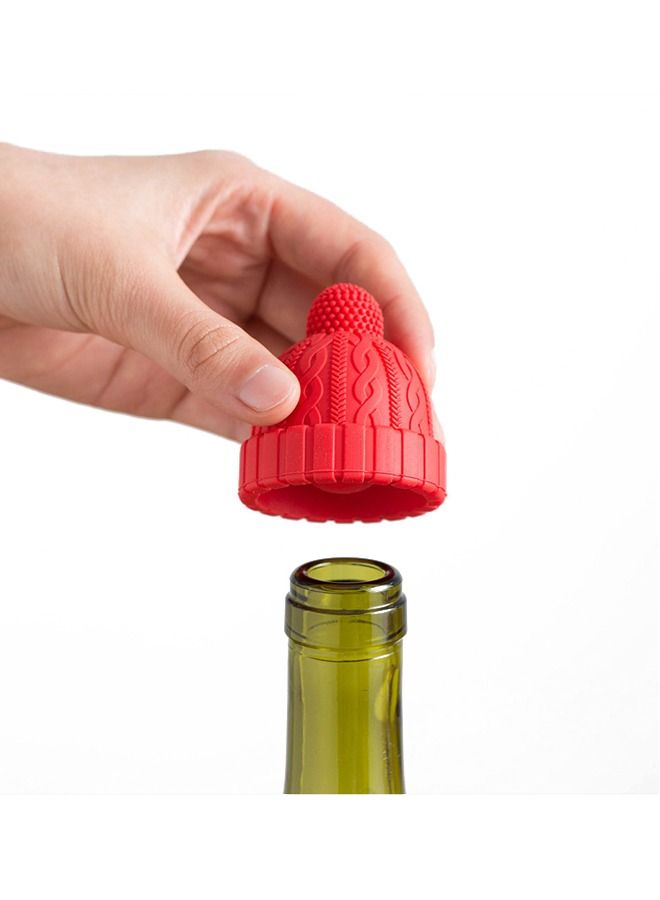 3Pcs Lovely Knit Hat Shaped Wine Stopper Reusable Hat Shaped Wine Stopper Fun Wine Bottle Decoration Silicone Wine Stopper - Image 5