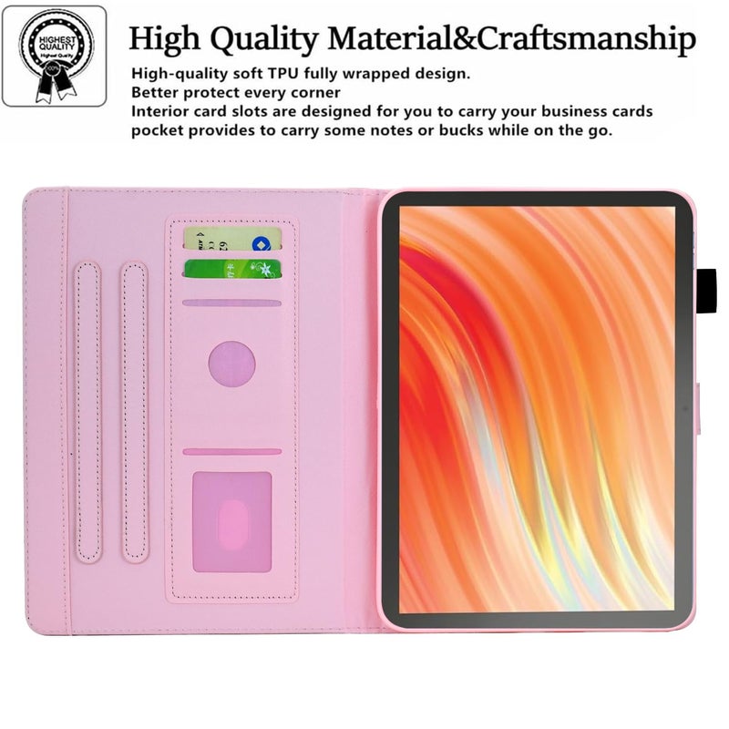 BYCeKe Cute Case for All-New Amazon Kindle Fire HD 10 & 10 Plus Tablet (13th/11th Generation, 2023/2021 Release) 10.1",Vegan Leather Slim Folding Stand Cover with Pocket Auto Wake/Sleep,Pink Notebook - Image 4