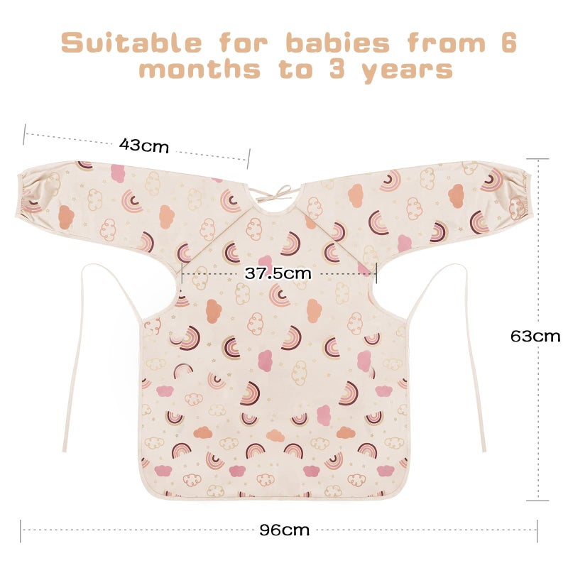 Vicloon Coverall Baby Feeding Bib, Weaning Bib Attaches to Highchair and Table, Long Sleeves Bib with Waterproof, Comfortable,Machine Washable, Baby Bib For 6 Month to 3 Years Old (Pink) - Image 2