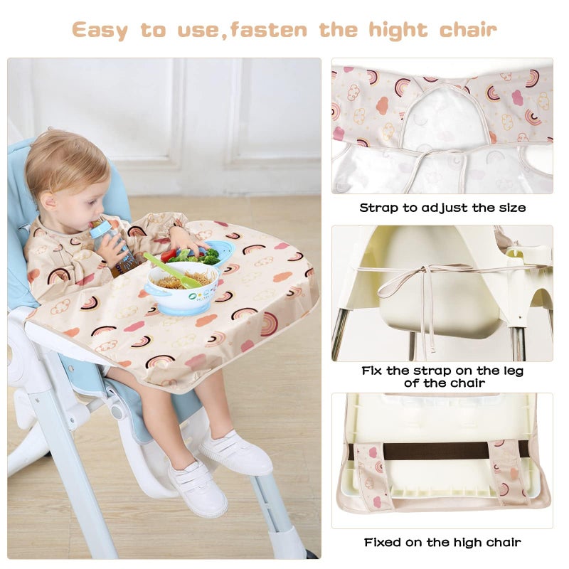 Vicloon Coverall Baby Feeding Bib, Weaning Bib Attaches to Highchair and Table, Long Sleeves Bib with Waterproof, Comfortable,Machine Washable, Baby Bib For 6 Month to 3 Years Old (Pink) - Image 5