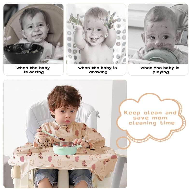 Vicloon Coverall Baby Feeding Bib, Weaning Bib Attaches to Highchair and Table, Long Sleeves Bib with Waterproof, Comfortable,Machine Washable, Baby Bib For 6 Month to 3 Years Old (Pink) - Image 4