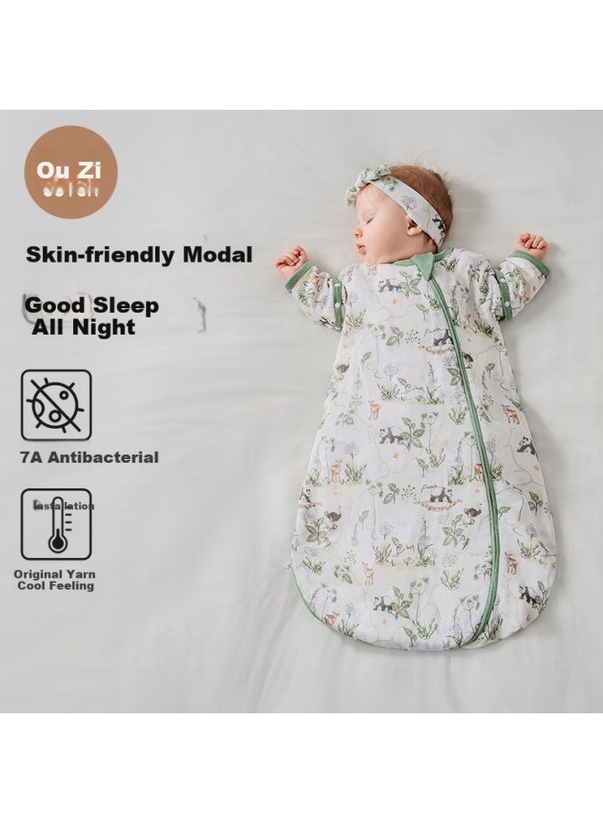 Ouyun Baby Sleeping Bag, Summer Bamboo Cotton Gauze Integrated Children's Anti-kick Blanket Sleeping Bag, Liu Si, Panda Jungle, 65×31 - Image 4