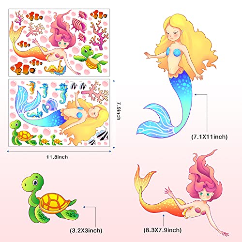 MESU Glow in The Dark Mermaid Wall Decals Sea Turtle Luminous Sticker Seahorse Ceiling Decor for Girls Room Nursery Mermaid - Image 5