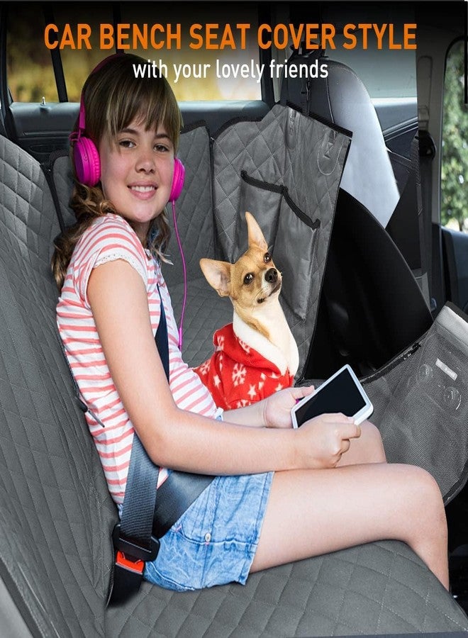 PetLux غطاء مقعد السيارة للكلاب من بيت لوكس، مقاوم للماء بنسبة 100%، أغطية مقاعد خلفية مانعة للانزلاق، مقاس عالمي للسيارات والشاحنات الصغيرة وسيارات الدفع الرباعي (رمادي بالكامل) - Image 3