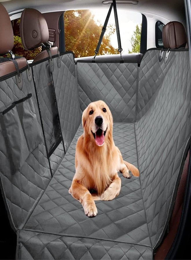 PetLux غطاء مقعد السيارة للكلاب من بيت لوكس، مقاوم للماء بنسبة 100%، أغطية مقاعد خلفية مانعة للانزلاق، مقاس عالمي للسيارات والشاحنات الصغيرة وسيارات الدفع الرباعي (رمادي بالكامل) - Image 2