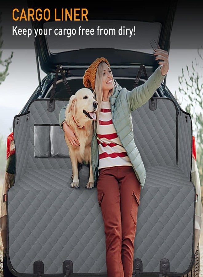 PetLux غطاء مقعد السيارة للكلاب من بيت لوكس، مقاوم للماء بنسبة 100%، أغطية مقاعد خلفية مانعة للانزلاق، مقاس عالمي للسيارات والشاحنات الصغيرة وسيارات الدفع الرباعي (رمادي بالكامل) - Image 5