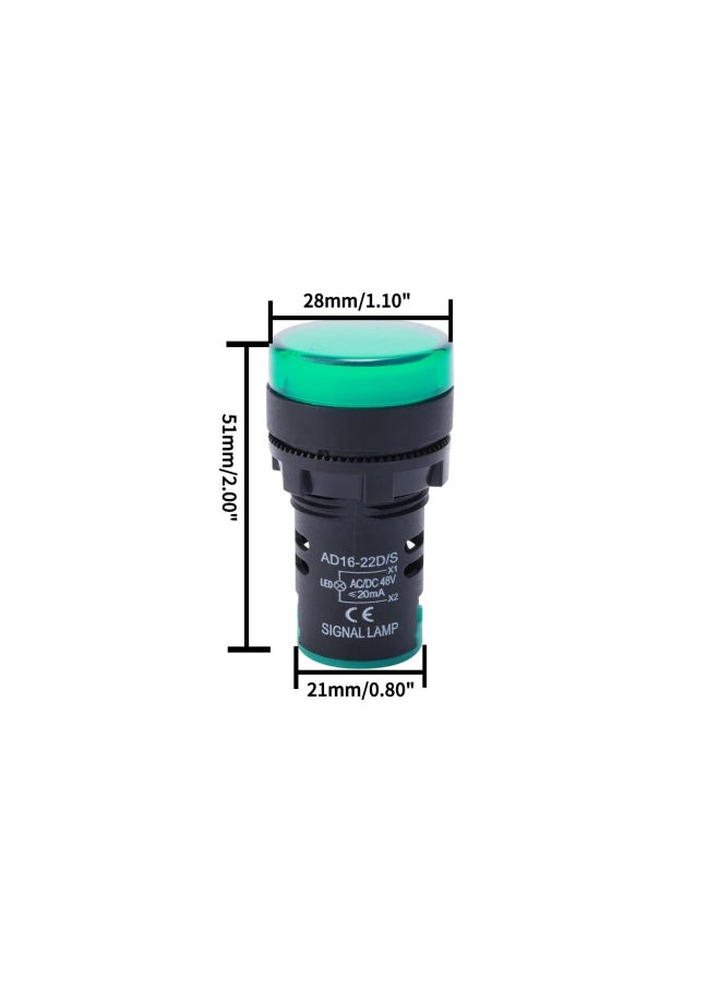 NewZoll Green Led Pilot Light Panel Indicator 48V 10Pieces  - Image 3