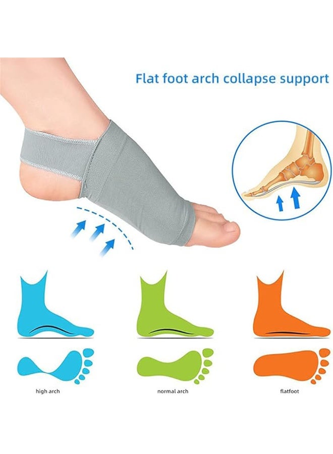 زوج واحد من أكمام دعم قوس القدم الضاغطة المطورة مع وسادة جل داخلية - دعامة دعم قوس القدم لتخفيف آلام القدم المسطحة والتهاب اللفافة الأخمصية - للنساء والرجال (رمادي) - Image 4