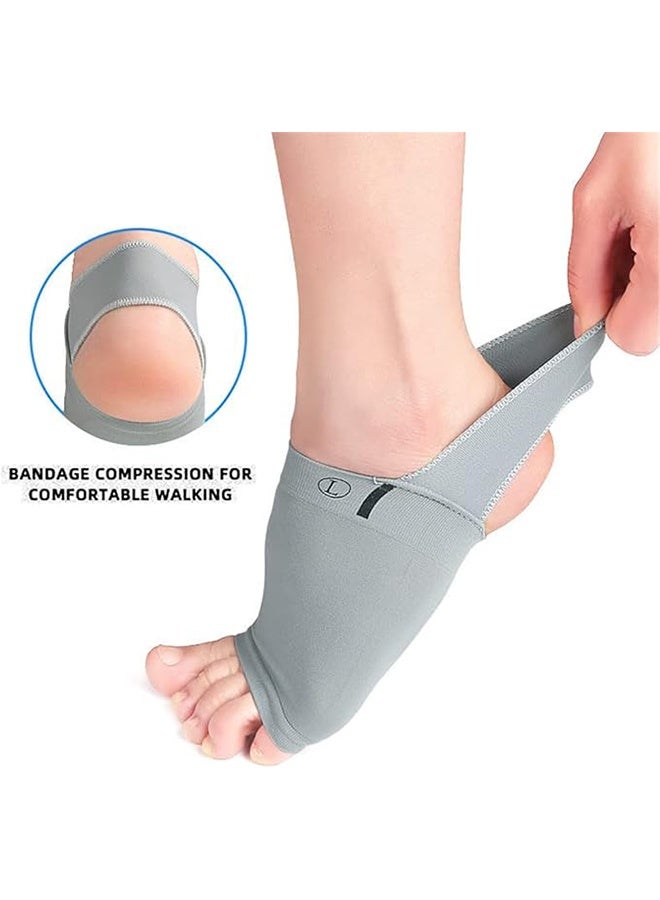 زوج واحد من أكمام دعم قوس القدم الضاغطة المطورة مع وسادة جل داخلية - دعامة دعم قوس القدم لتخفيف آلام القدم المسطحة والتهاب اللفافة الأخمصية - للنساء والرجال (رمادي) - Image 3