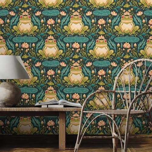 REDAMANCY Vintage Dark Green Damask Forg Animal Peel and Stick Wallpaper Stick on Contact Paper Vintage Wall Paper Easy Peel Off for nightstand Drawer Cabinet Renter - Image 3