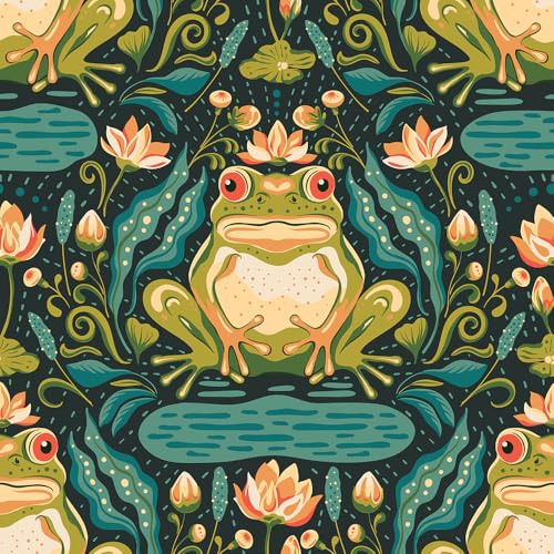 REDAMANCY Vintage Dark Green Damask Forg Animal Peel and Stick Wallpaper Stick on Contact Paper Vintage Wall Paper Easy Peel Off for nightstand Drawer Cabinet Renter - Image 1