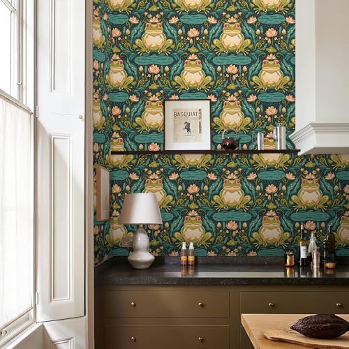 REDAMANCY Vintage Dark Green Damask Forg Animal Peel and Stick Wallpaper Stick on Contact Paper Vintage Wall Paper Easy Peel Off for nightstand Drawer Cabinet Renter - Image 5