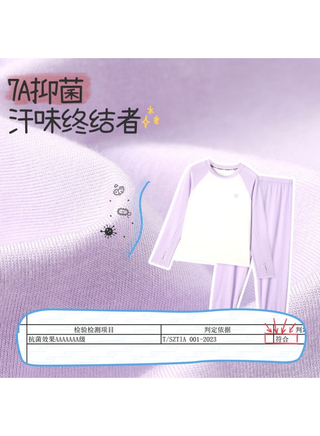 Jiusuiban Kids Sweat-wicking Thermal Underwear Boys Girls Autumn Winter Thin Cotton Base Layer Thumb Hole Top Sports Long Johns