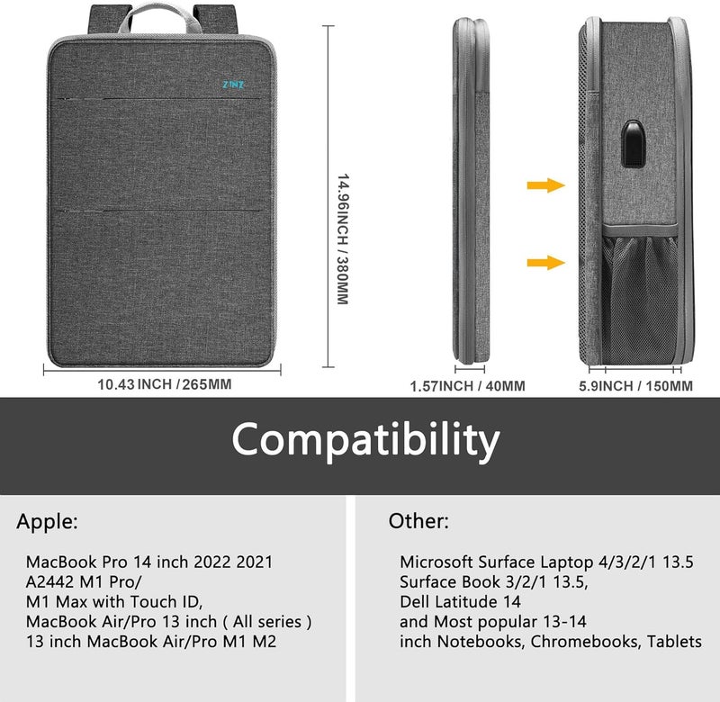 ZINZ Slim & Expandable Laptop Backpack 13 14 15 16 Inch Sleeve, Spill-Resistant Notebooks Bag Case - Image 2
