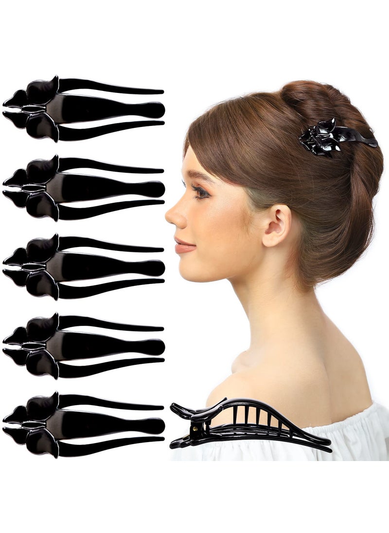 RC ROCHE ORNAMENT - RC ROCHE ORNAMENT 6 Pcs Womens Side Slide Beautiful Butterfly French Eyelet Hair Sectioning Clip Chic Barrette Hairpin Strong Hold Premium Fashion Accessory, Medium Black - Image 1