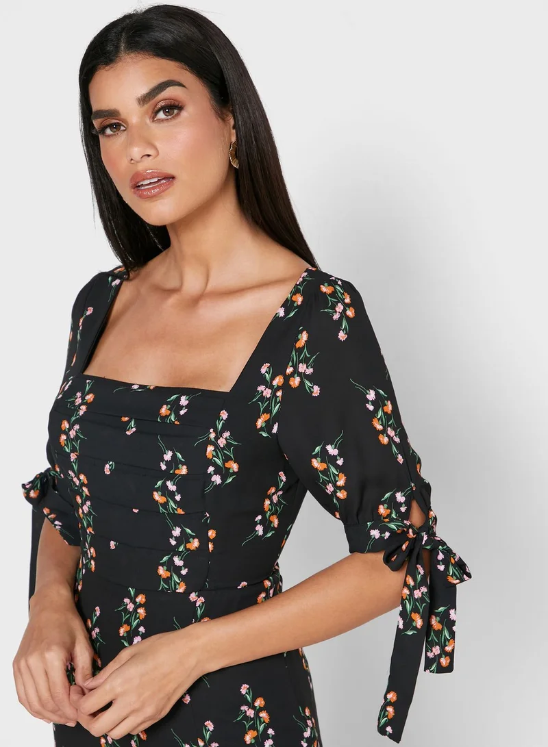 Fashion Union Square Neck Floral Print Dress