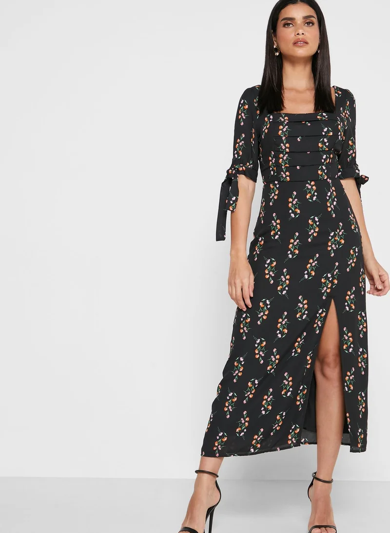 Fashion Union Square Neck Floral Print Dress