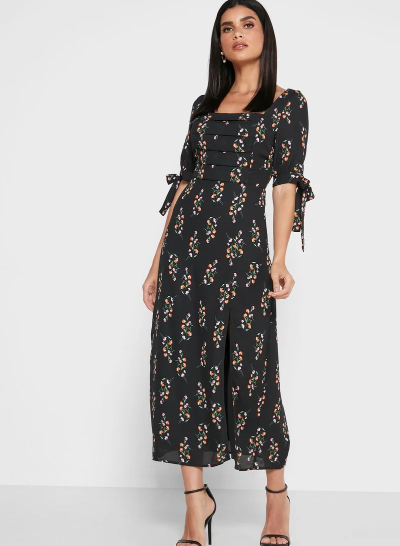 Fashion Union Square Neck Floral Print Dress