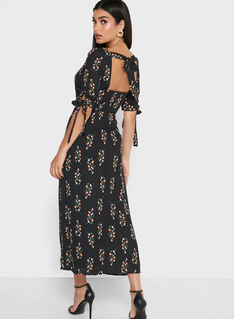 Fashion Union Square Neck Floral Print Dress