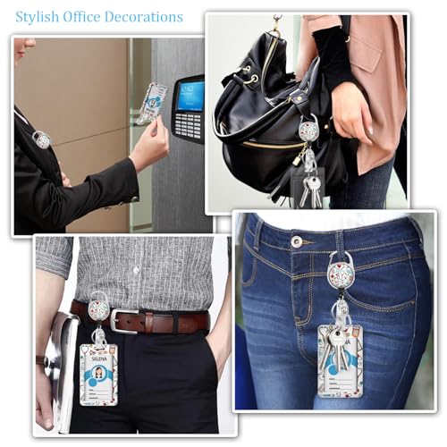 lebrocoli Medical Health Nurse Badge Holder with Retractable Reel, Id Card Work Badge Holder with Clip Heavy Duty, Vertical Card Name Tag Badge Cover Case Protector for Doctor Hospital Nursing Women Gifts - Image 3