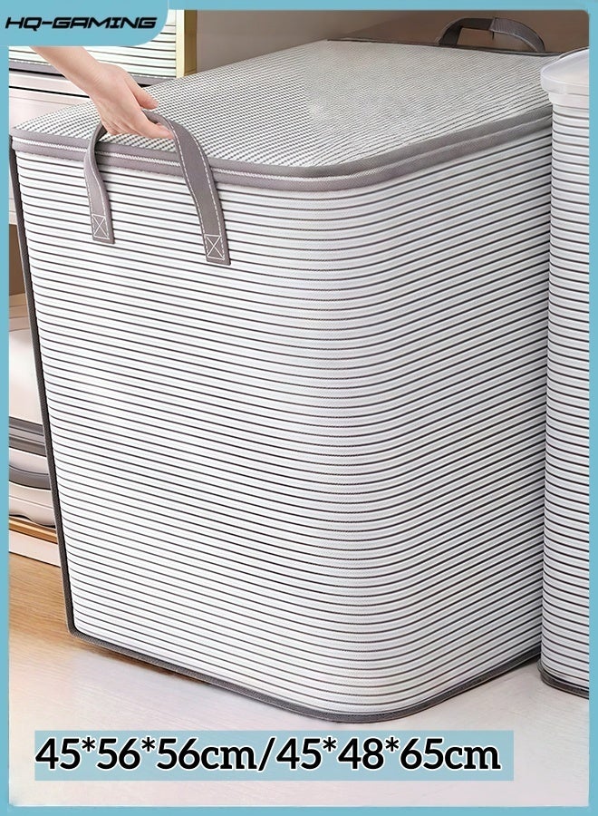 HQ-GAMING Storage Bags, Heavy Duty Storage With Reinforced Handles, 2 Zippers Foldable Blanket Clothing Storage Bags, Clothes Hamper Space Saving for Travel, Open Top, For Organizing Bedroom - Image 1