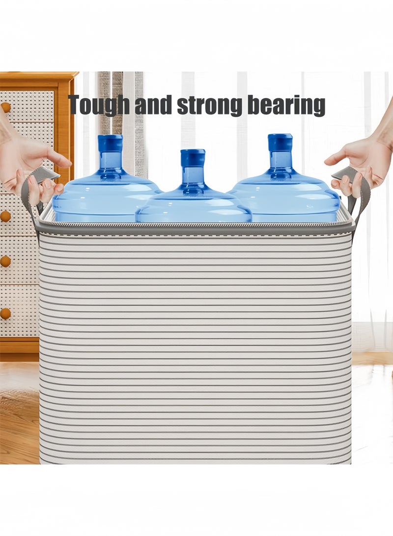 HQ-GAMING Storage Bags, Heavy Duty Storage With Reinforced Handles, 2 Zippers Foldable Blanket Clothing Storage Bags, Clothes Hamper Space Saving for Travel, Open Top, For Organizing Bedroom - Image 4