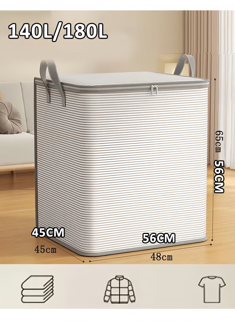 HQ-GAMING Storage Bags, Heavy Duty Storage With Reinforced Handles, 2 Zippers Foldable Blanket Clothing Storage Bags, Clothes Hamper Space Saving for Travel, Open Top, For Organizing Bedroom - Image 2