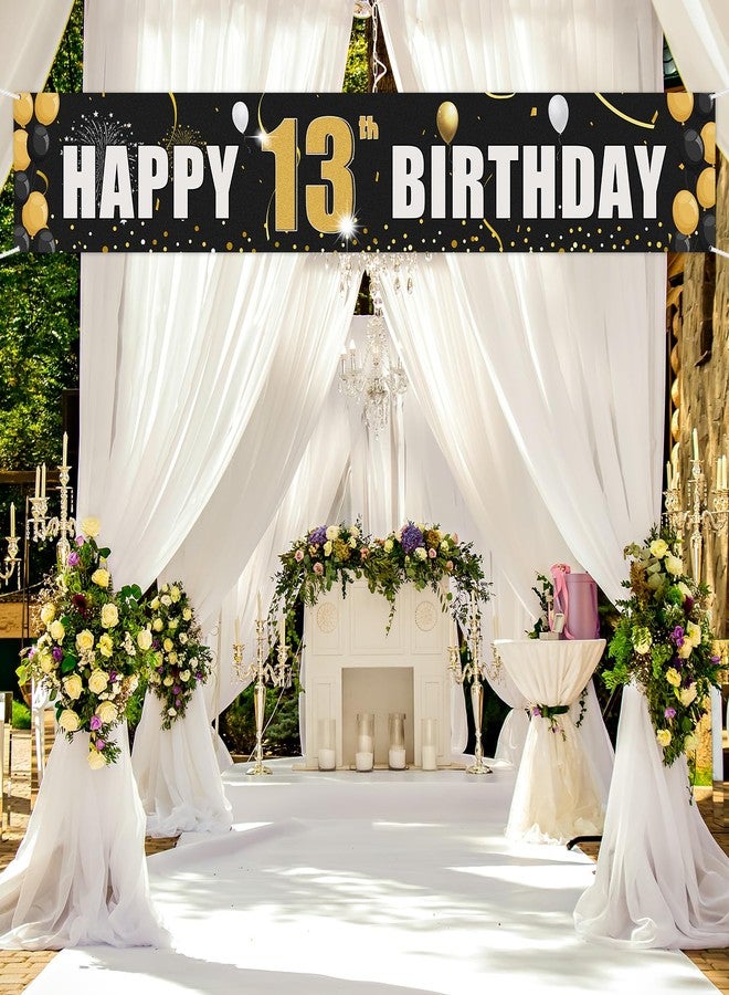 Helewilk Happy 13th Birthday Yard Banner, Officially Teenager 13,13th Birthday Party Hanging Decorations Supplies for Teens Boys Girls, Large 13th Birthday Photo Booth Props Black and Gold, 9.8 x 1.6 ft - Image 5