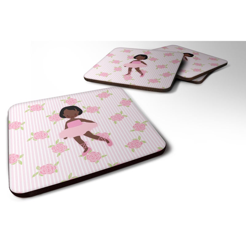 Caroline's Treasures ""Caroline's Treasures Ballerina African American Short Hair Foam Coaster Set of 4  3.5  Multicolor""