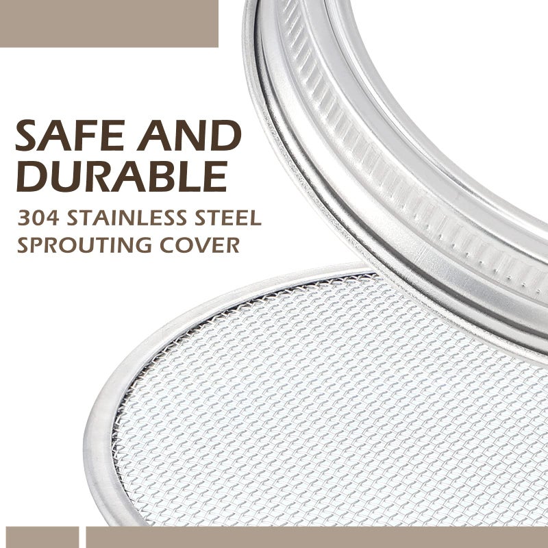 Tessco 6 Pack Sprouting Lids with Stainless Steel Sprouting Jar Stands, Blackout Sleeves, Sprouting Kit for Wide Mouth Mason Jar, Organic Sprouts - Image 3