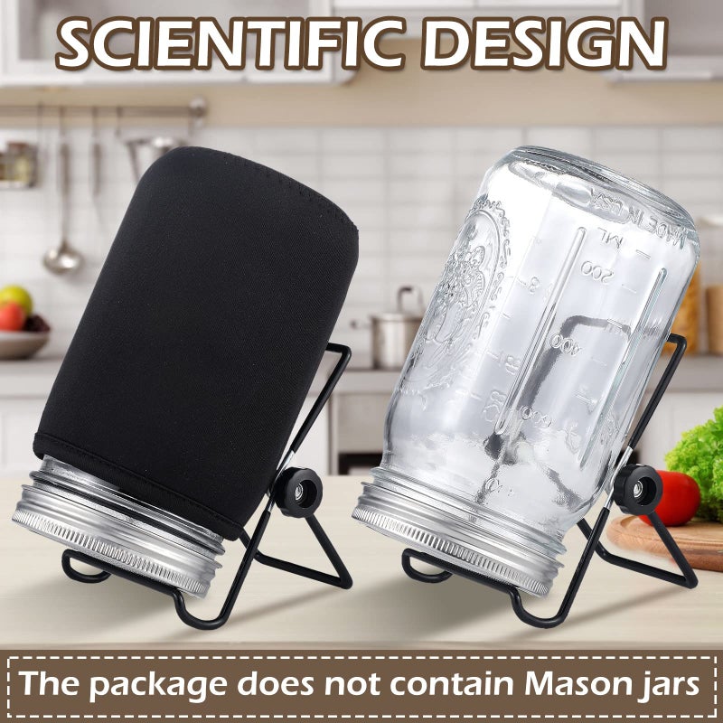 Tessco 6 Pack Sprouting Lids with Stainless Steel Sprouting Jar Stands, Blackout Sleeves, Sprouting Kit for Wide Mouth Mason Jar, Organic Sprouts - Image 5