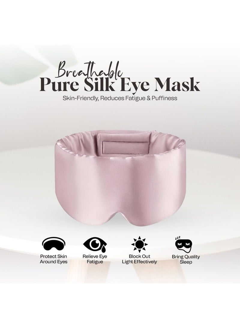 Sleep Mask for Women and Men, 100%Momme Mulberry Silk Eye Mask for Sleeping and Travel, 100% Blackout, Adjustable Strap, Cooling Soft Silk Eyemask for Luxury and Wrinkle free sleeping. (pink) - Image 2