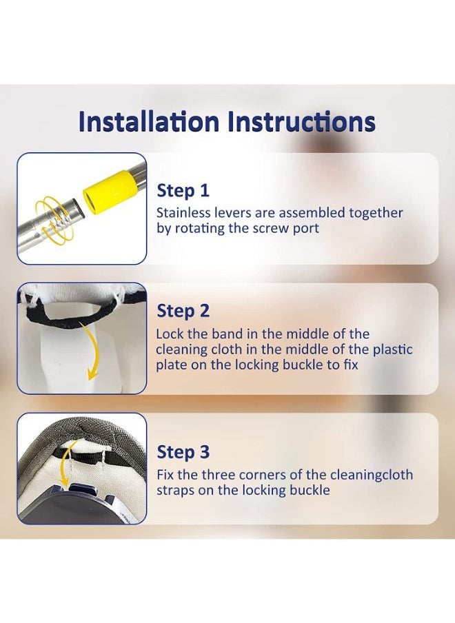 Rotatable Adjustable Cleaning Mop Use Wall Cleaner Mop Extendable Handle for Floor Ceiling Wall Windows Bathroom