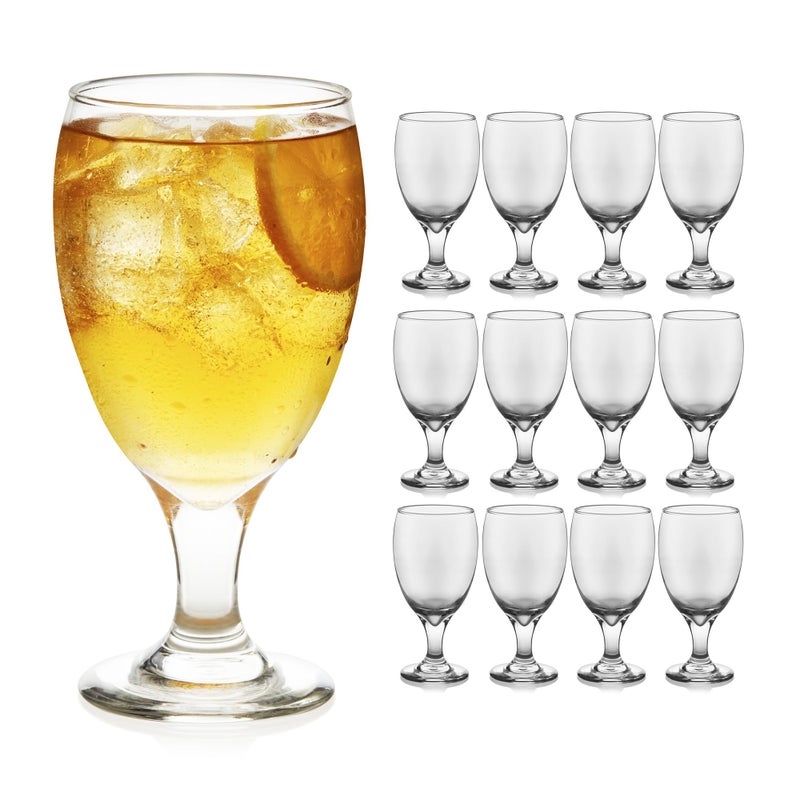 LIBBEY Libbey Classic Clear Glass Goblets Set of 12 Dishwasher Safe Drinking Goblets for Iced Tea Sangria and More Ideal Goblet Glassware for Parties
