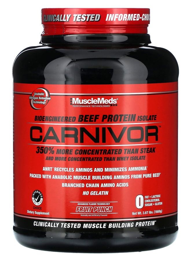 MUSCLEMEDS Carnivor Bioengineered Beef Protein Isolate Fruit Punch 3.67 lbs (1669 g) 