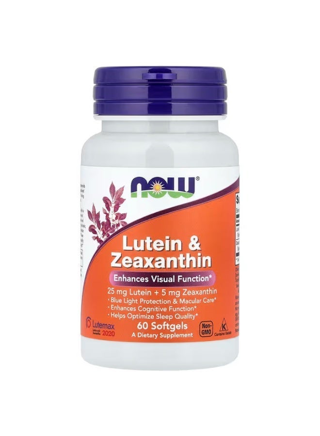 NOW Foods Lutein & Zeaxanthin Eye Health & Blue Light Protection Supplement - 60 Softgels - Image 1