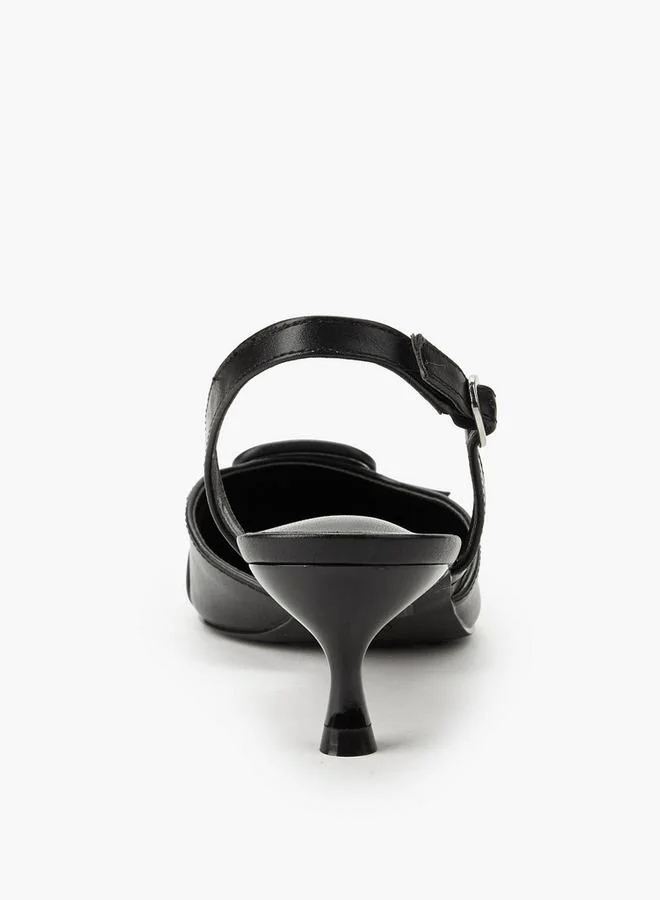Celeste BLACK Women Buckle Detail Kitten Heel Pointed Toe Shoes for Women | Best Price UAE