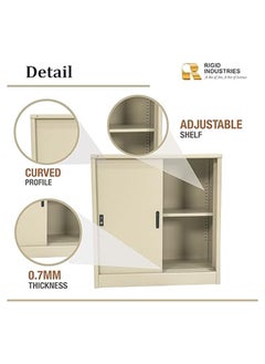 RIGID Steel Curved Sliding Doors Low hight Office Cupboard Beige 94x90x45.5cm  - Image 3